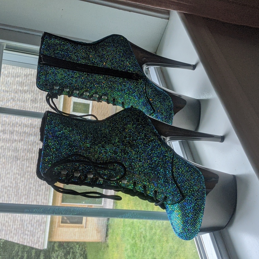 Pleasers Adore 1020 Teal and Grey